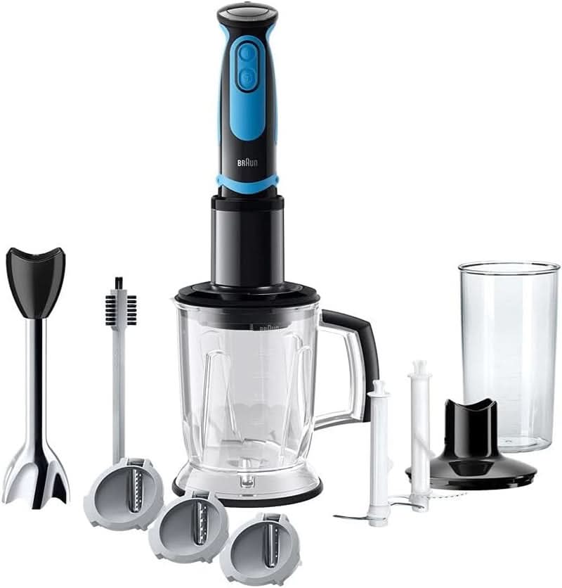 Braun Stabmixer MQ 5260WHBL Stabmixer – Multiquick 5 Vario Purierstab Mit Edelstahl Mixfuß und Spiralschneider, 1000 Watt, Inkl. Umfangreiches Zubehör-Set, Weiß/Blau Mamma e bambino Naty Shop Inkl. Spiralschneider Mq5264 Stabmixer Inkl. Sprialschneider Nero/Blu