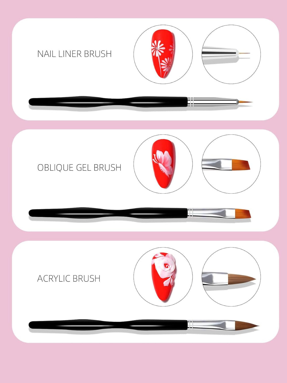 Nail Art Pinsel Set, 10Pcs Nageldesign Malerei Pinsel, Professionelle Nail Art Design Pinsel, Nail Fine Liner Pinsel, Schwarz