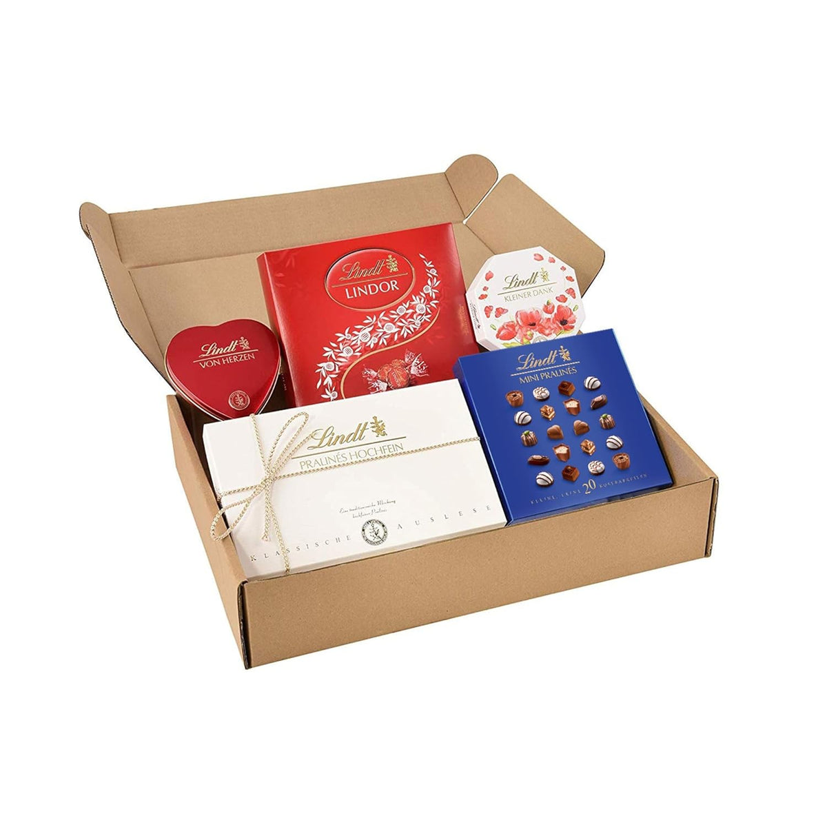 Set regalo con praline al cioccolato Lindt | 477g| 5 scatole di praline Lindt nelle varianti: Exquisite, Mini Praline, LINDOR Gift, Piccolo Grazie, Dal Cuore | Regalo pralinato | Regalo di cioccolato