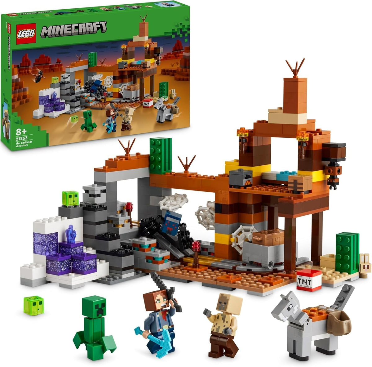 LEGO Minecraft Badlands Mine Videogioco Set di giocattoli minerari per ragazzi e ragazze dagli 8 anni in su Divertimento in mattoncini da costruzione Set avventura Regalo di compleanno 21263 Set da costruzione Besuche den LEGO-Store Titolo predefinito