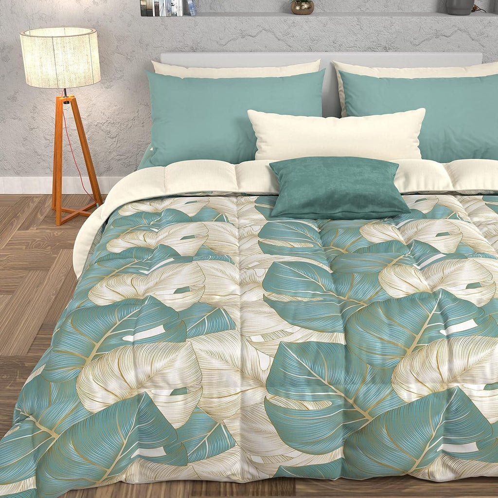 PETTI Artigiani Italiani - Plapumă de iarnă, Plapumă de iarnă, Plapumă simplă, Cu două fețe, Monocolor și imprimare digitală, 100% microfibră antialergică, Made in Italy Plapumi si pilote Naty Shop Albastru deschis tropical O Una Piazza E Mezza