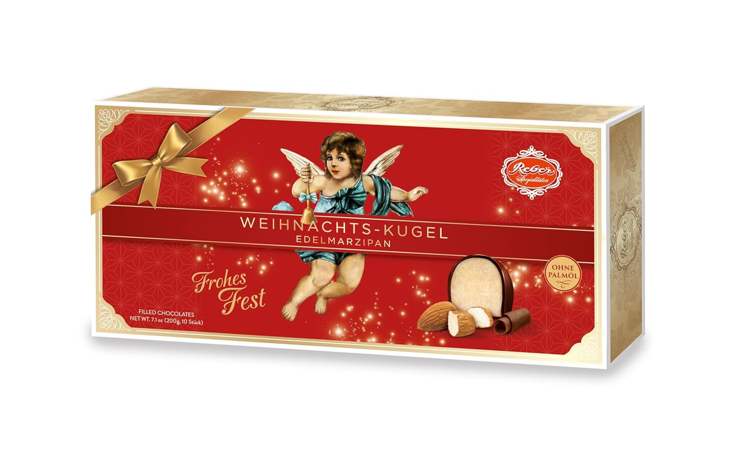 Bile Reber Mozart cu ciocolată neagră, pachet de 6 cu marțipan și nuga, vegane - 1 x 120 g