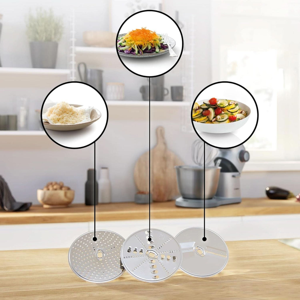 Bosch Küchenmaschine Serie 4 MUM56340, Schüssel 3,9 L, Mixer 1,25 L, Fleischwolf, Zitruspresse, Planetenrührwerk, Knethaken, Schlag-, Rührbesen, Durchlaufschnitzler, 3 Scheiben, 900 W, Silber/Grau Mama si Copilul Naty Shop