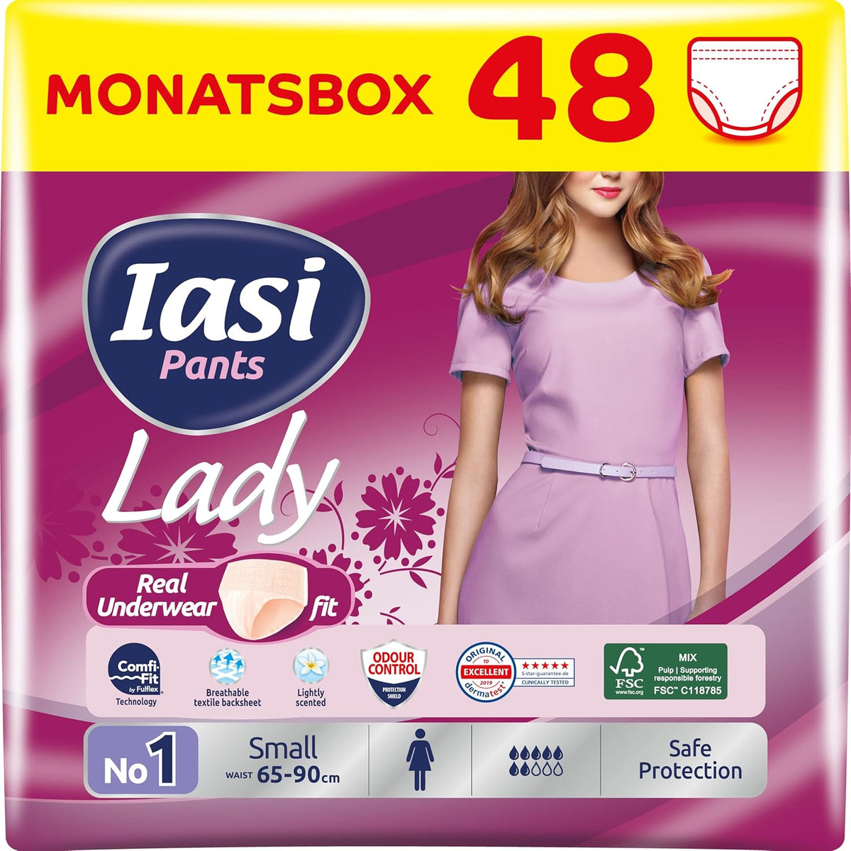 LADY Pants 48 Pantaloni Monouso per Incontinenza Urinaria Assorbente Taglie Forti S da Donna 48 Pz