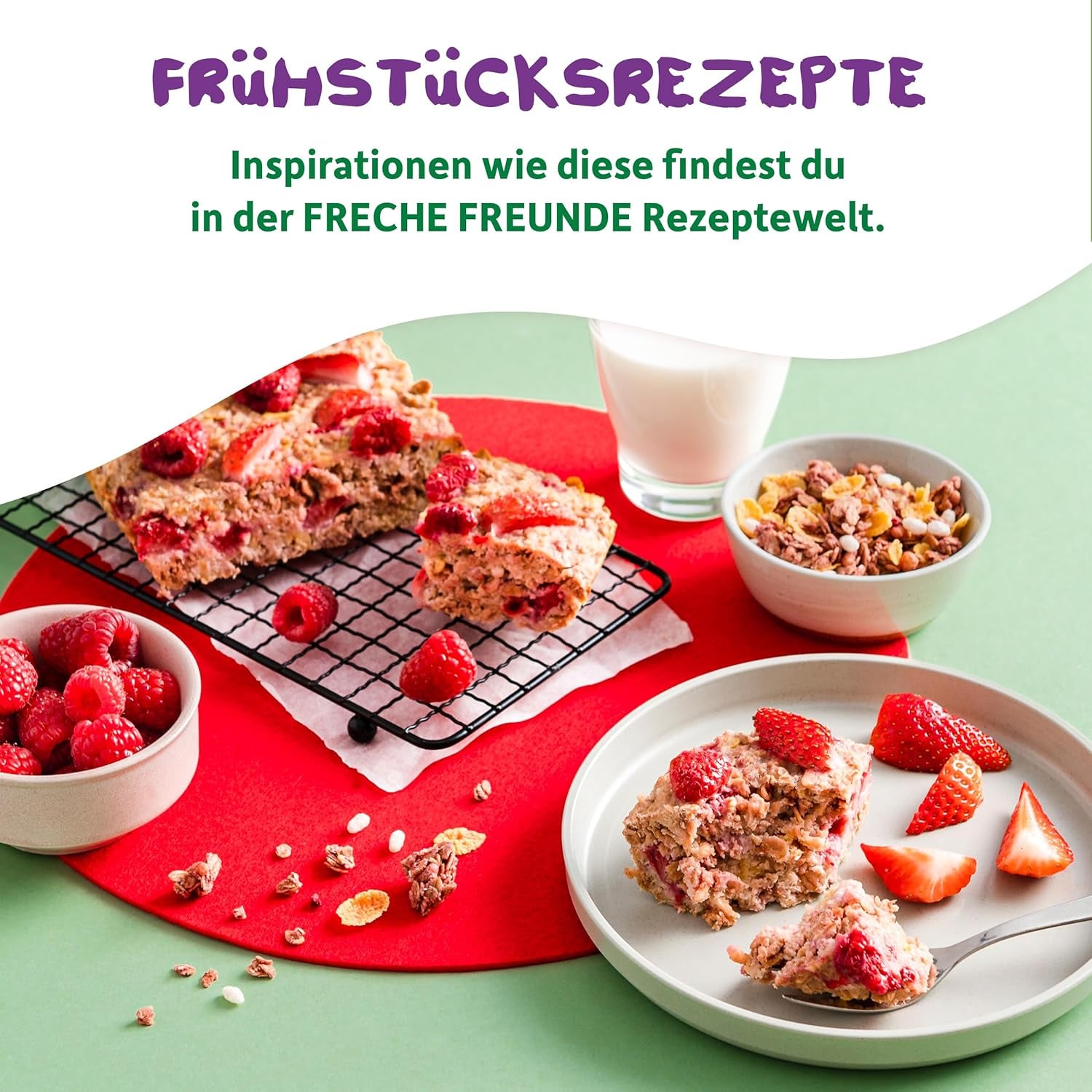 FRECHE FREUNDE Muesli da colazione biologico Edda's Berry Mix di muesli croccanti per scolari con fragole liofilizzate Confezione da 6 vegani (6 x 280 g)
