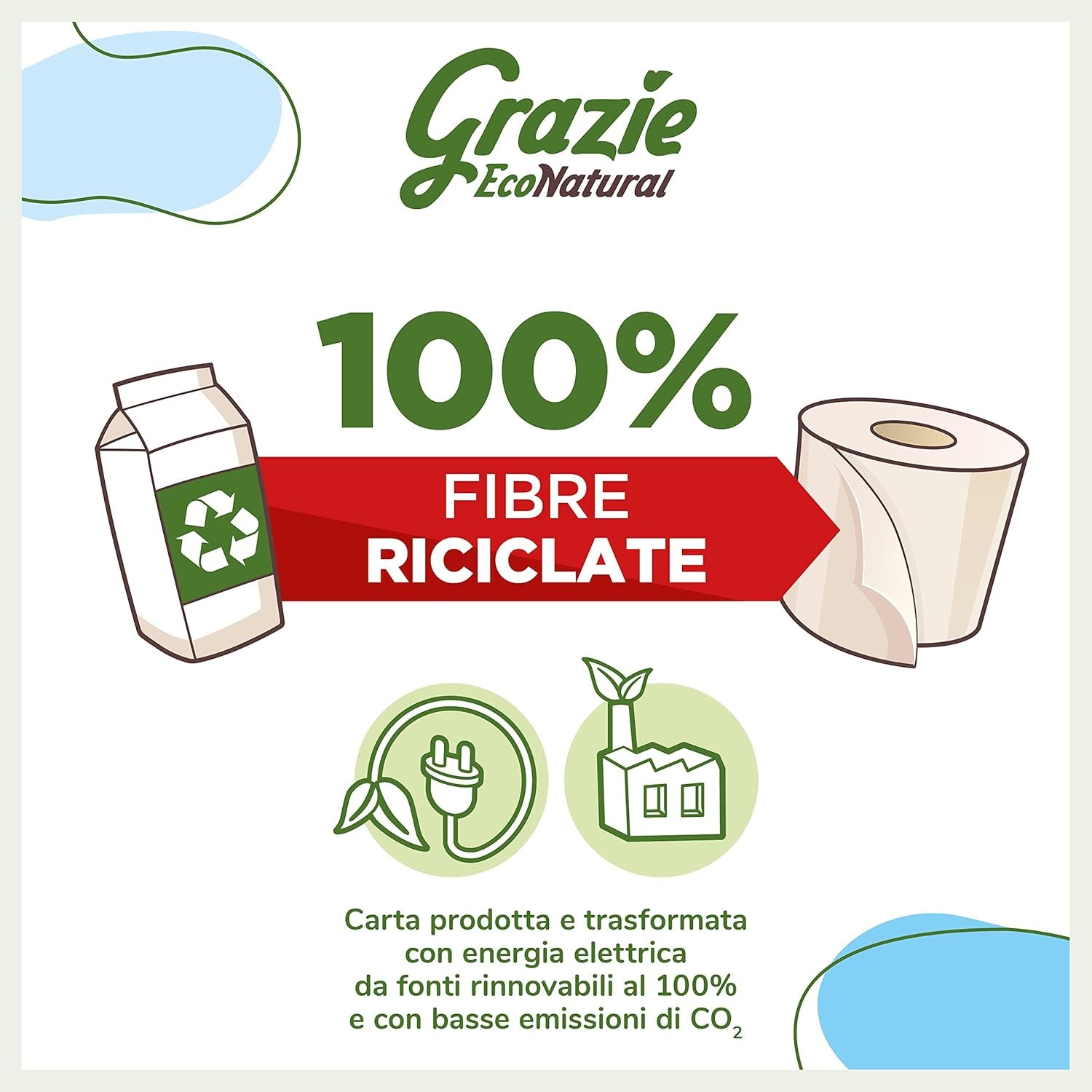 Grazie Natural, hârtie igienică, Maxi Ecol FSC, 48 role, testată dermatologic, hârtie igienică 100% reciclată, ecologică, fabricată în Italia