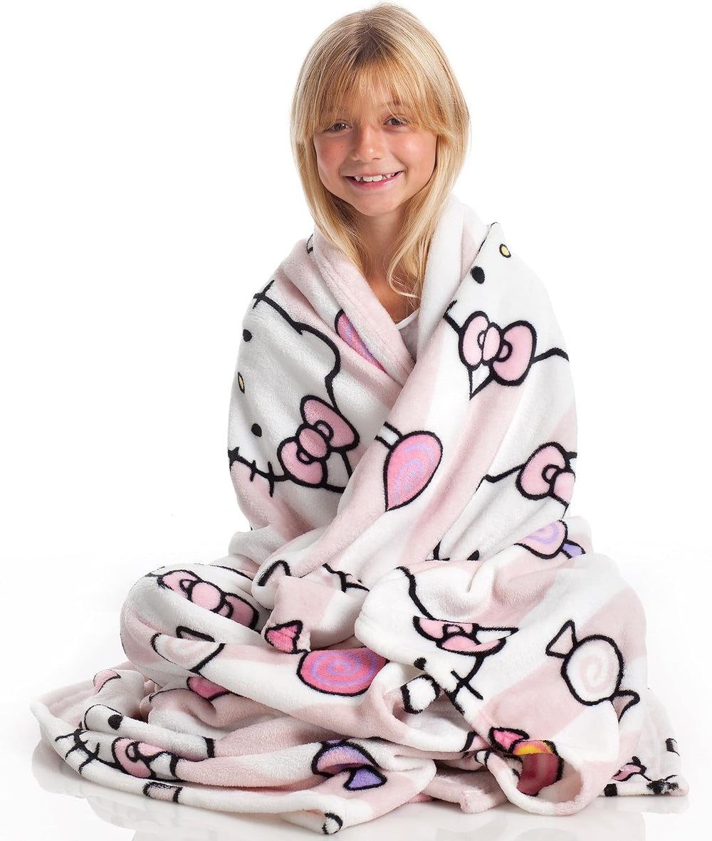 Copriletto Hello Kitty, rosa, morbida coperta 130X170Cm, copriletto copriletto o copridivano in microfibra. Qualità con certificato Oekotex, Letti e coperte Sanrio Besuche den Kanguru-Store