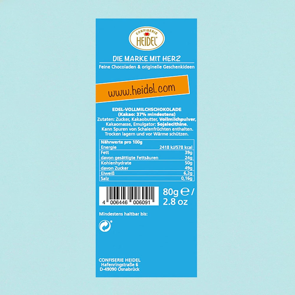 Heidel Thank You tavolette di cioccolato al latte 3x80g, 16 mini-barrette da 5g per confezione, Varie espressioni di gratitudine, Squisita idea regalo