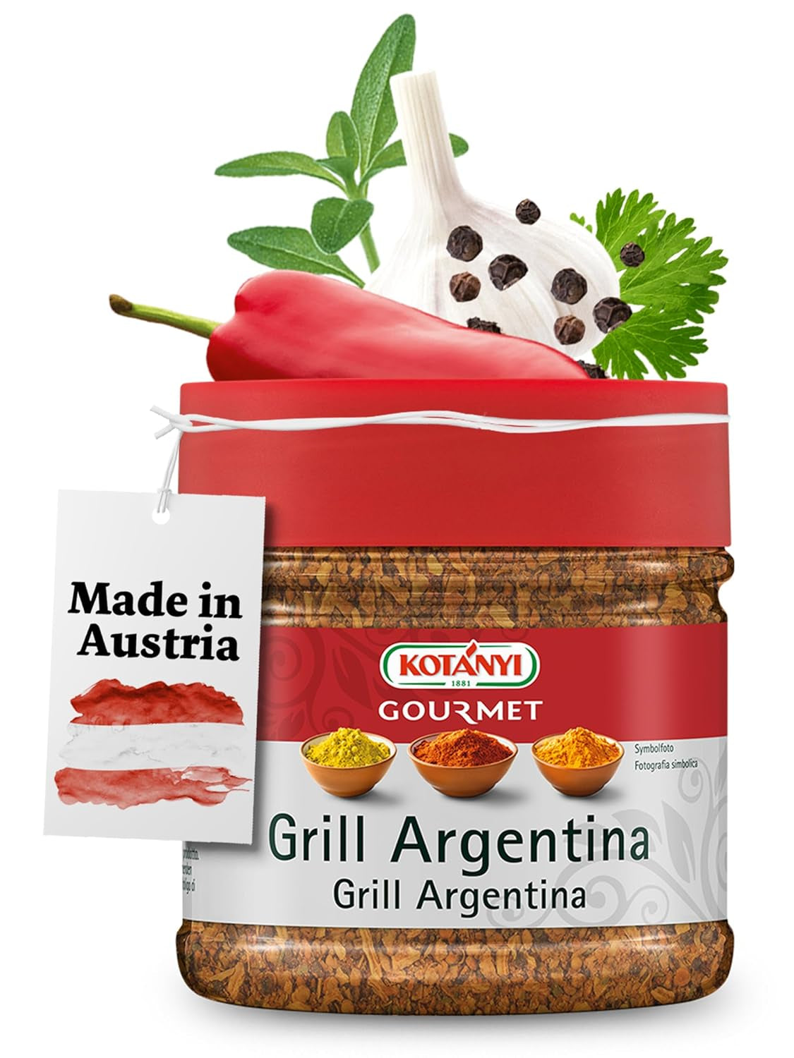 Kotanyi Gourmet Grill-Argentina Gewürzzubereitung, mit Paprika, Pfeffer, Koriander und mehr, fruchtig-spicy, 400ccm, 285 g