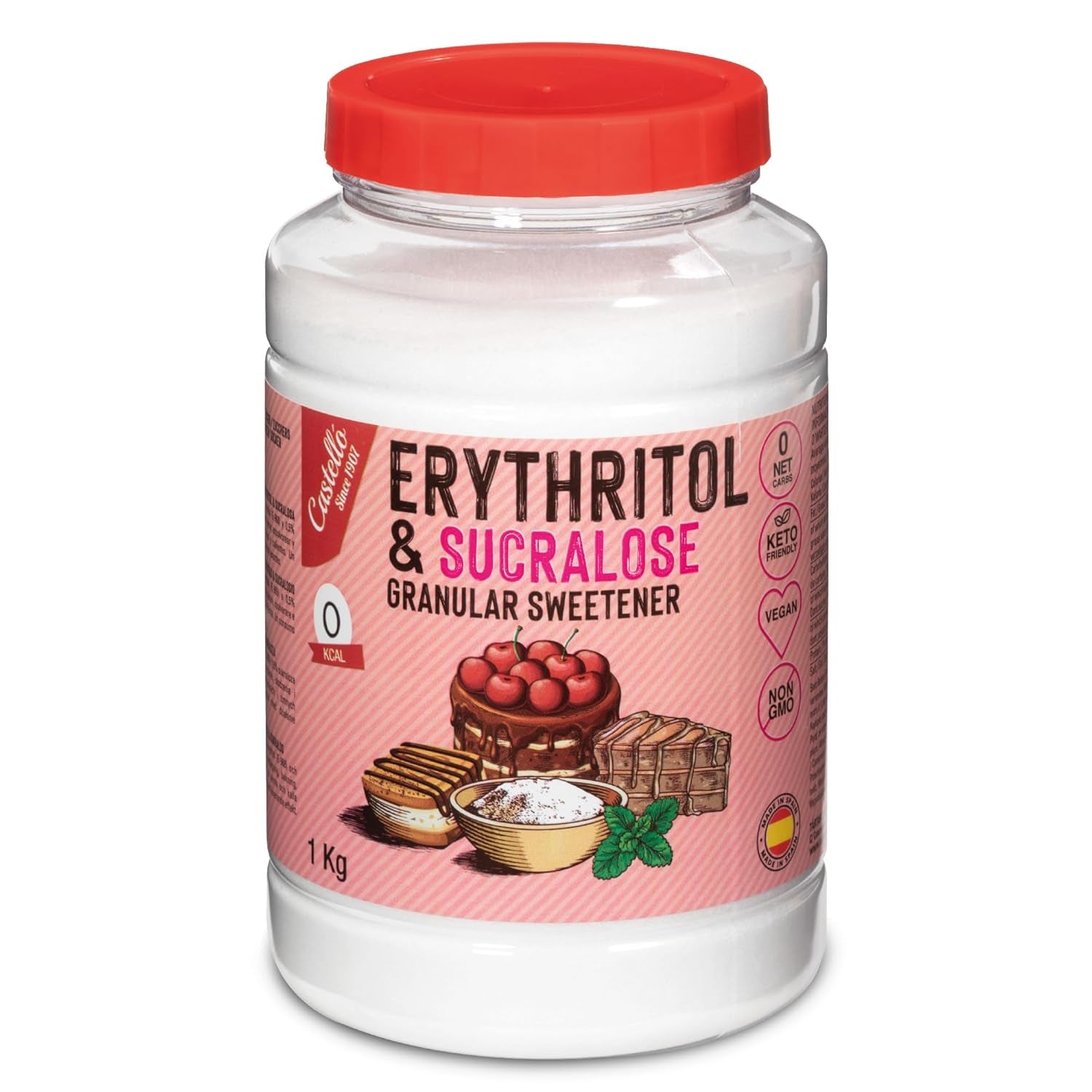 Eritritolo + Sucralosio 1:4 Sueßstoff | 1G = 4GZucker | 0 Netto-Kohlenidrato - 0 Kalorien - 0 Glykämischer Index - Keto - Kein GVO - Castello since 1907 - 1 Kg Dolcificanti Naty Shop Default Title