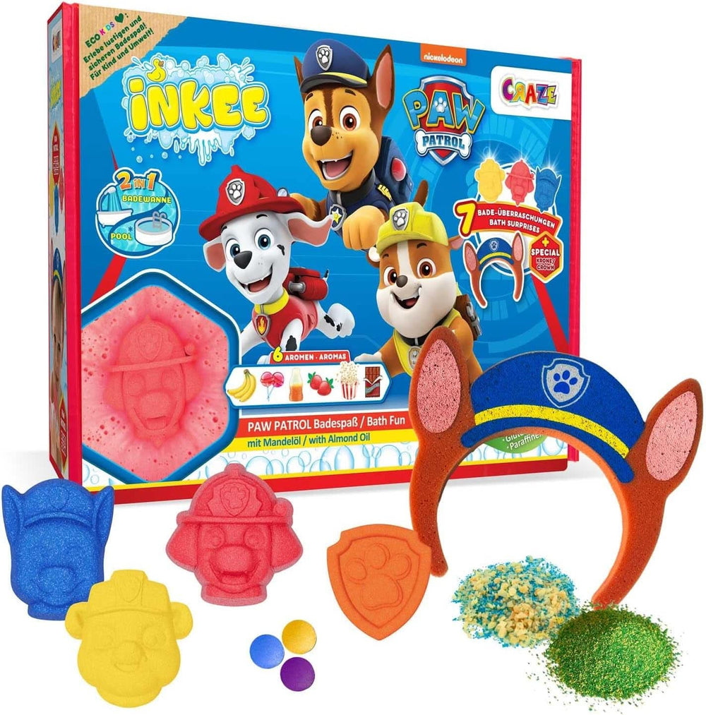 INKEE SURPRISE PAW PATROL Bomba da bagno a sorpresa per bambini, gusto Cola, effetto schiuma, 80 grammi Doccia e bagno Naty Shop Set da bagno Paw Patrol