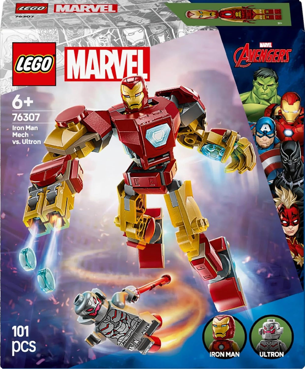 LEGO Marvel Iron Man Mech vs. Ultron - Giocattolo da supereroe con 2 minifigure - Action figure con braccia, gambe e dita mobili - Regalo per ragazzi e ragazze dai 6 anni in su 76307 Besuche den LEGO-Store Building Sets