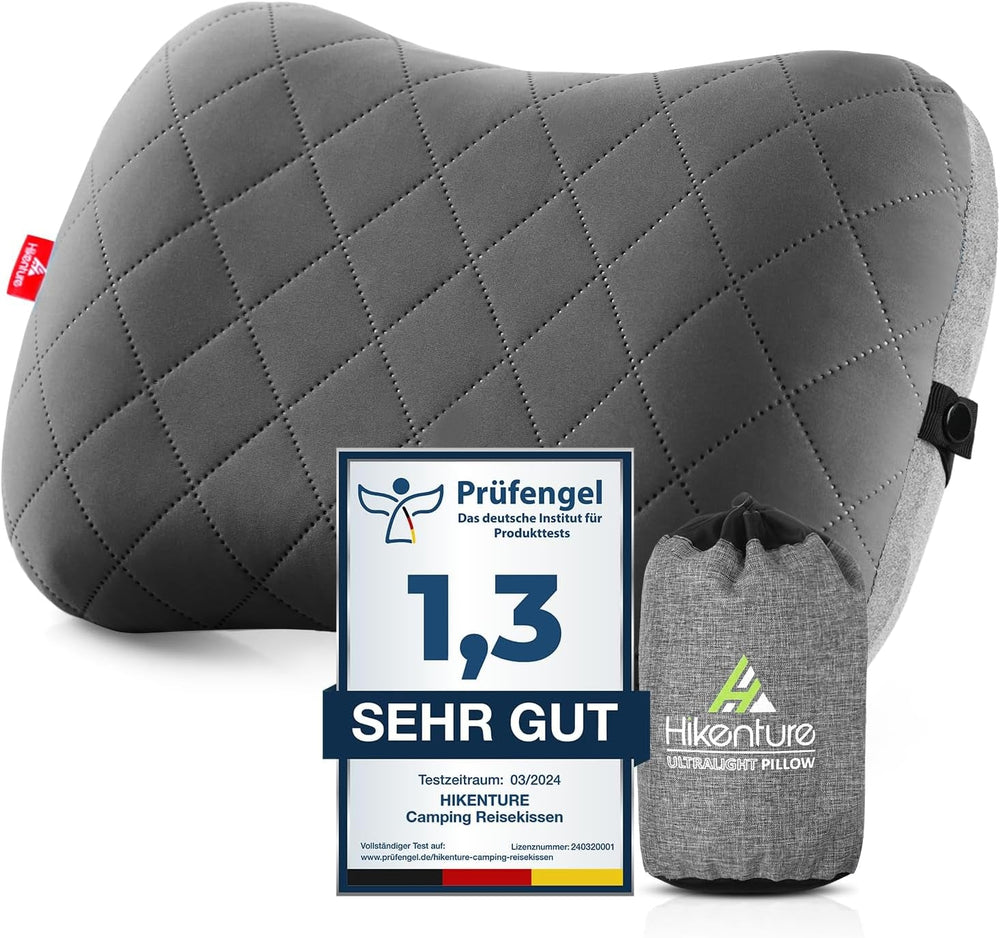 HIKENTURE Pernă gonflabilă de camping / călătorie cu față de pernă detașabilă, pernă ergonomică, pernă confortabilă pentru gât pentru călătorie / exterior, pernă gonflabilă de călătorie pentru gât (verde) ... Perne ortopedice cervicale Naty Shop Gri