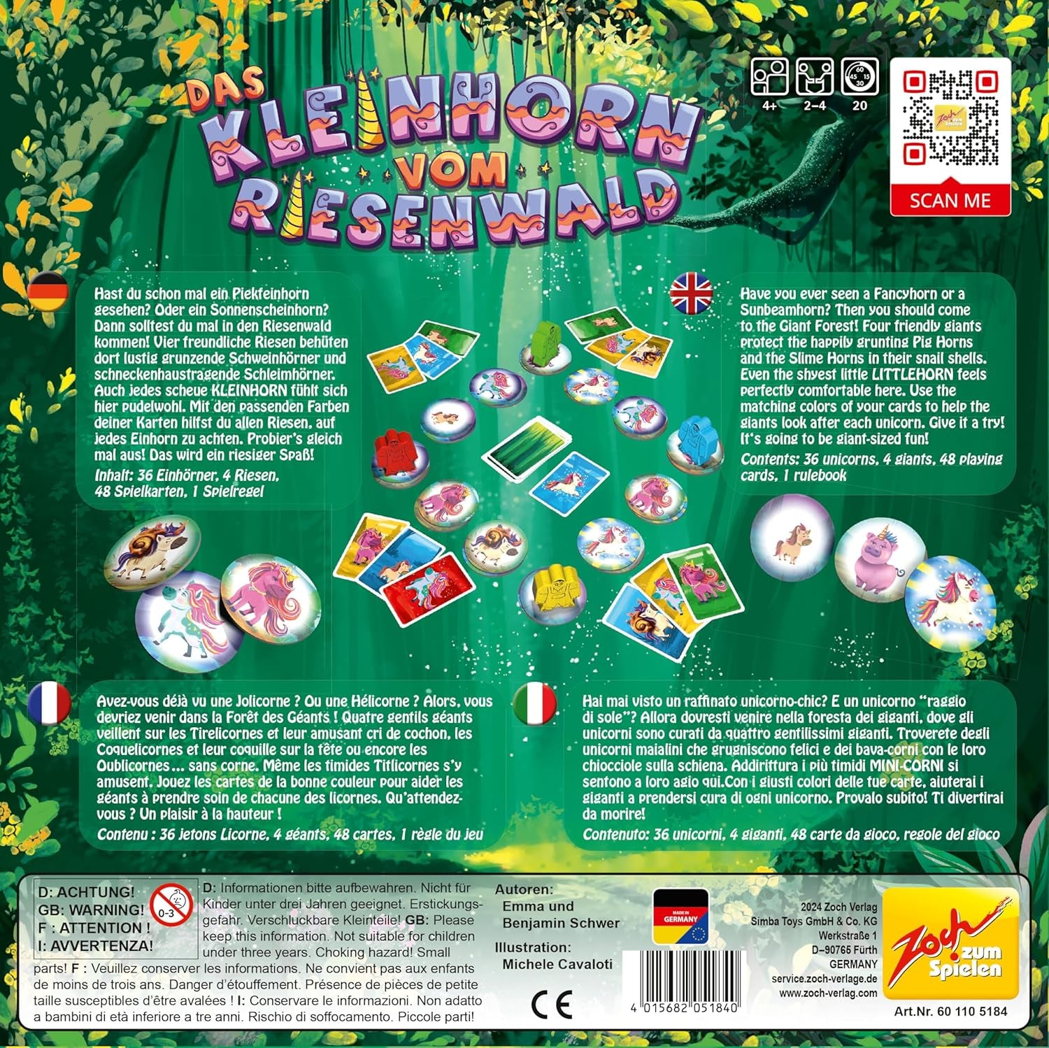 Zoch 601105184 - Corno del bosco gigante (Gioco per bambini dai 4 anni) - fantastico gioco di unicorno per bambini, per 2-4 giocatori, ca. 20 minuti di gioco per round