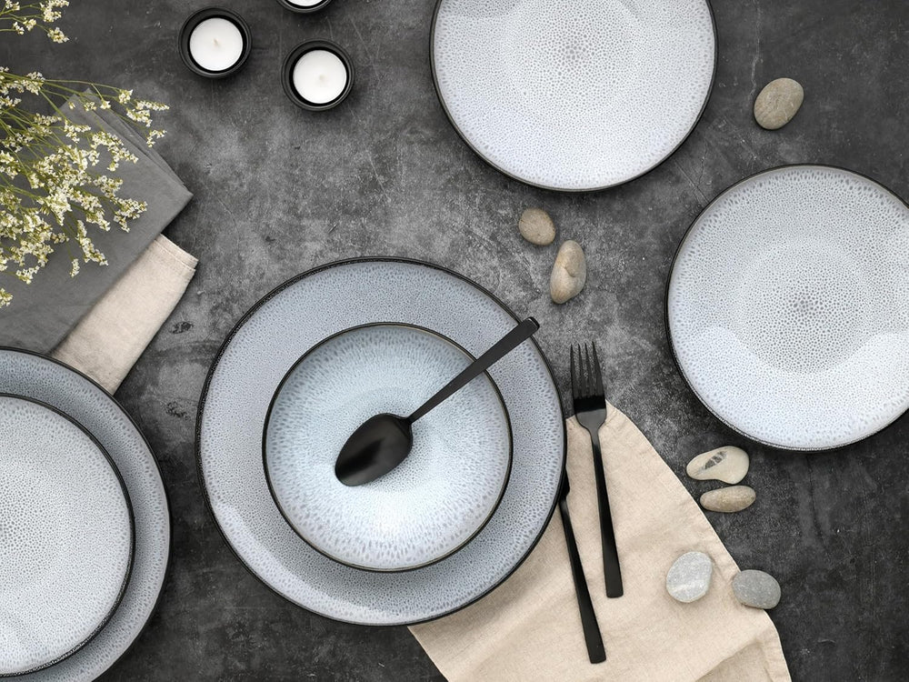 CreaTable, 23964, Serie Malmö, 18-teiliges Geschirrset für 6 Personen, Teller Set aus Steinzeug, spülmaschinen- und mikrowellengeeignet, Qualitätsproduktion