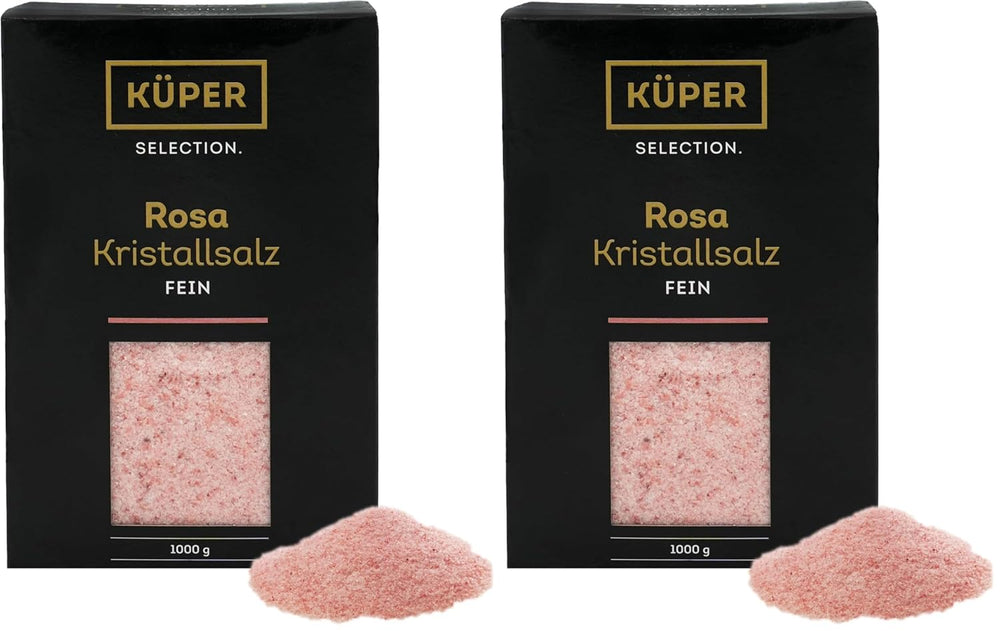 Küper Selection 1000g Kristallsalz rosa fein - rosa Speisesalz zum Würzen und Verfeinern - 100% sale naturale