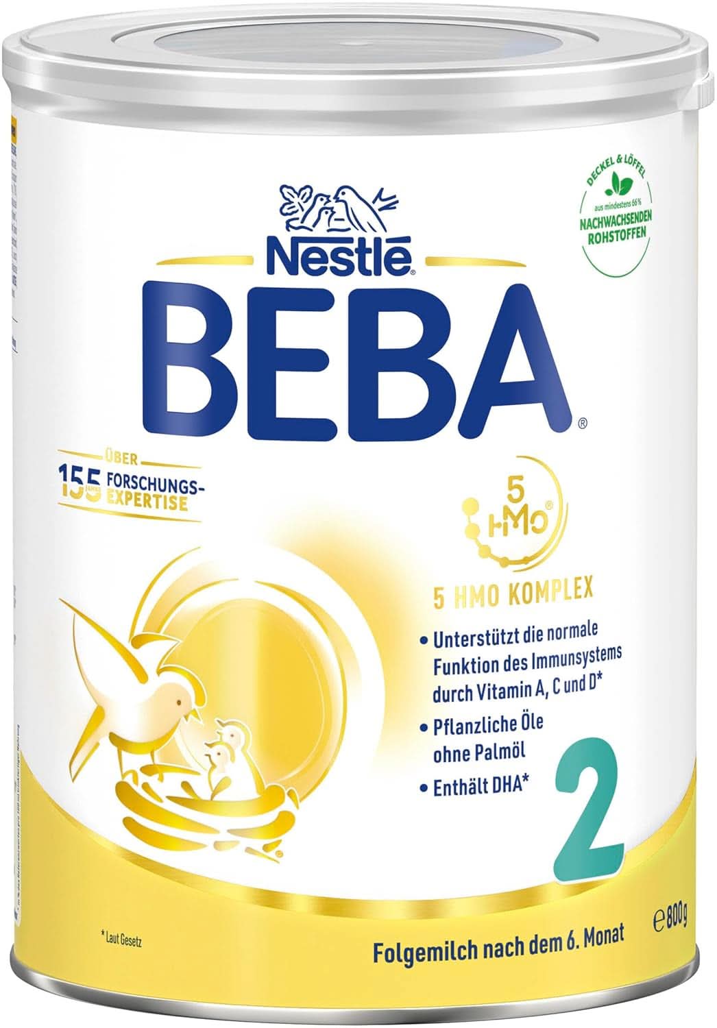 Nestlé BEBA 2 Latte di proseguimento in polvere dopo 6 mesi, con complesso 5 HMO, solo lattosio, senza olio di palma, confezione da 3 (3 X 800G) Mamma e Bambino Naty Shop
