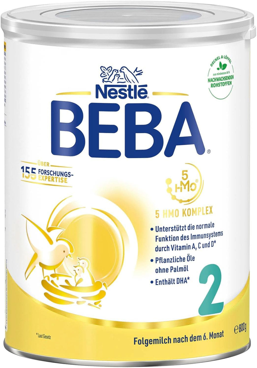 Nestlé BEBA 2 Latte di proseguimento in polvere dopo 6 mesi, con complesso 5 HMO, solo lattosio, senza olio di palma, confezione da 3 (3 X 800G) Mamma e Bambino Naty Shop