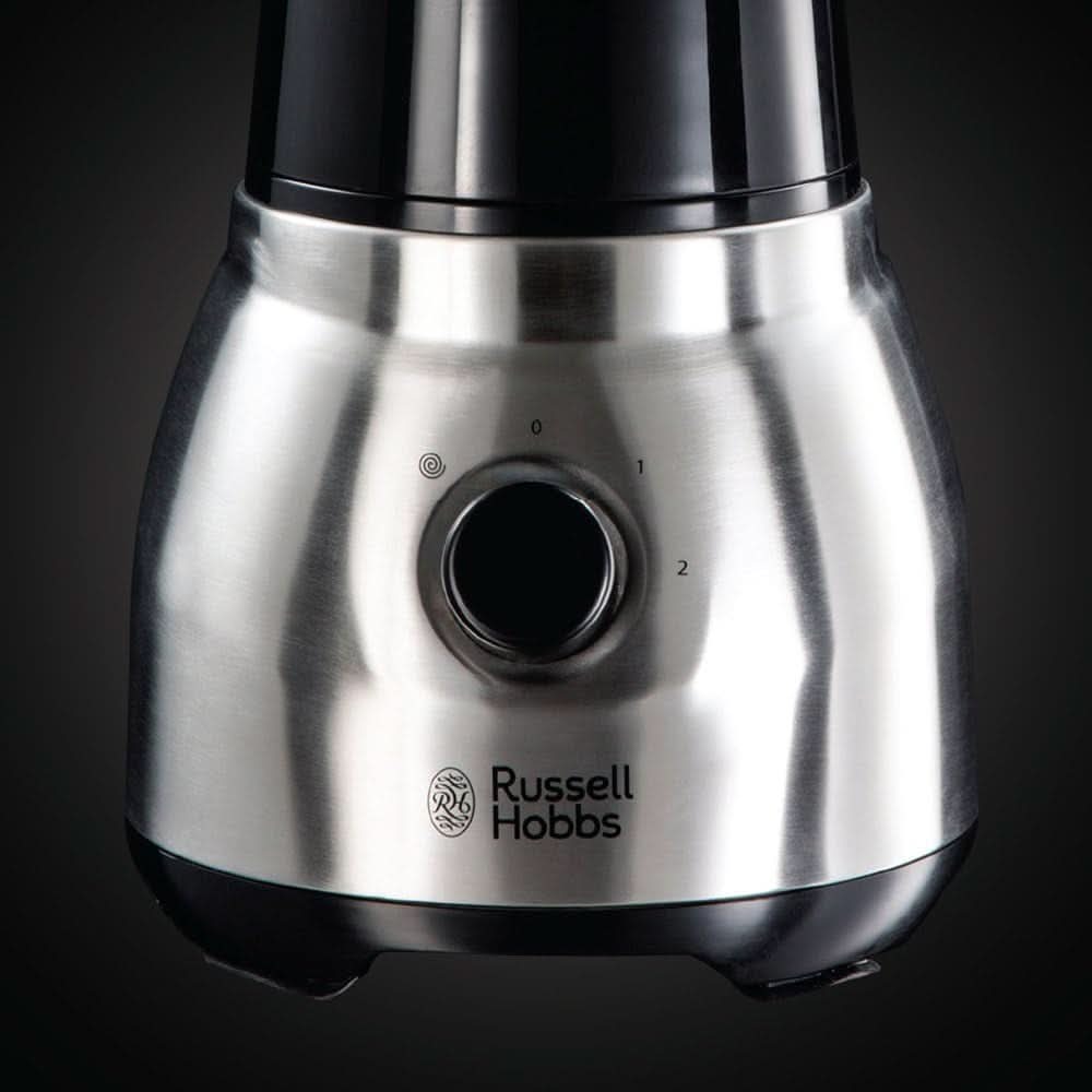 Russell Hobbs Robot da cucina 2 in 1 [mixer in vetro da 1,5 l e mini frullatore da 0,6 l -To-Go-Trinkflasche Inkl. Deckel] Spülmaschinenfest, funzione Impuls-/Ice-Crush, Becher BPA Frei, Edelstahl 23821-56 Kitchen Naty Shop