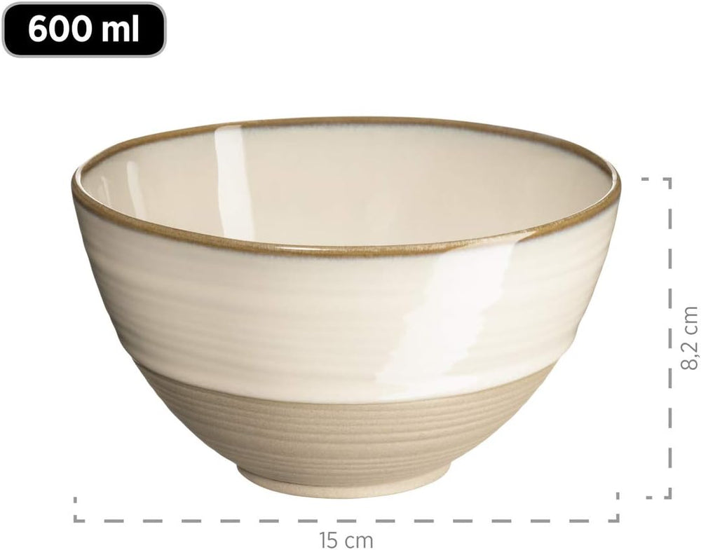 MÄSER 931512 Nottingham Vintage Series Set de veselă pentru 4 persoane, serviciu combinat de 20 de piese cu forme rotunjite neregulate în aspect retro, gresie, bej