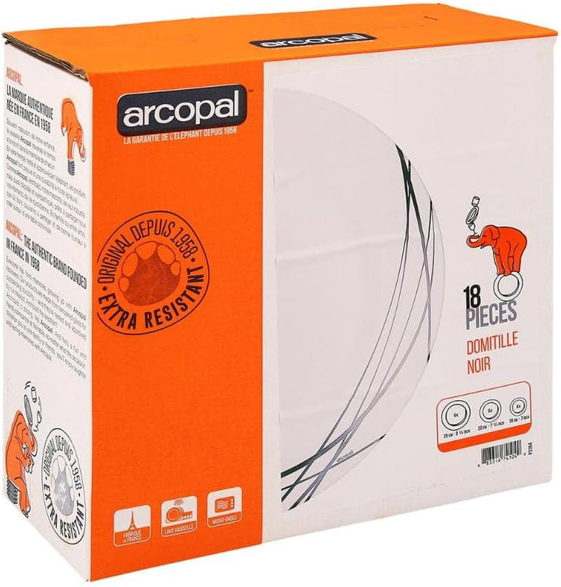 Luminarc Domitille Tafelservice, 18-Teilig, Opal, Keramik, Weiß Set di stoviglie Naty Shop