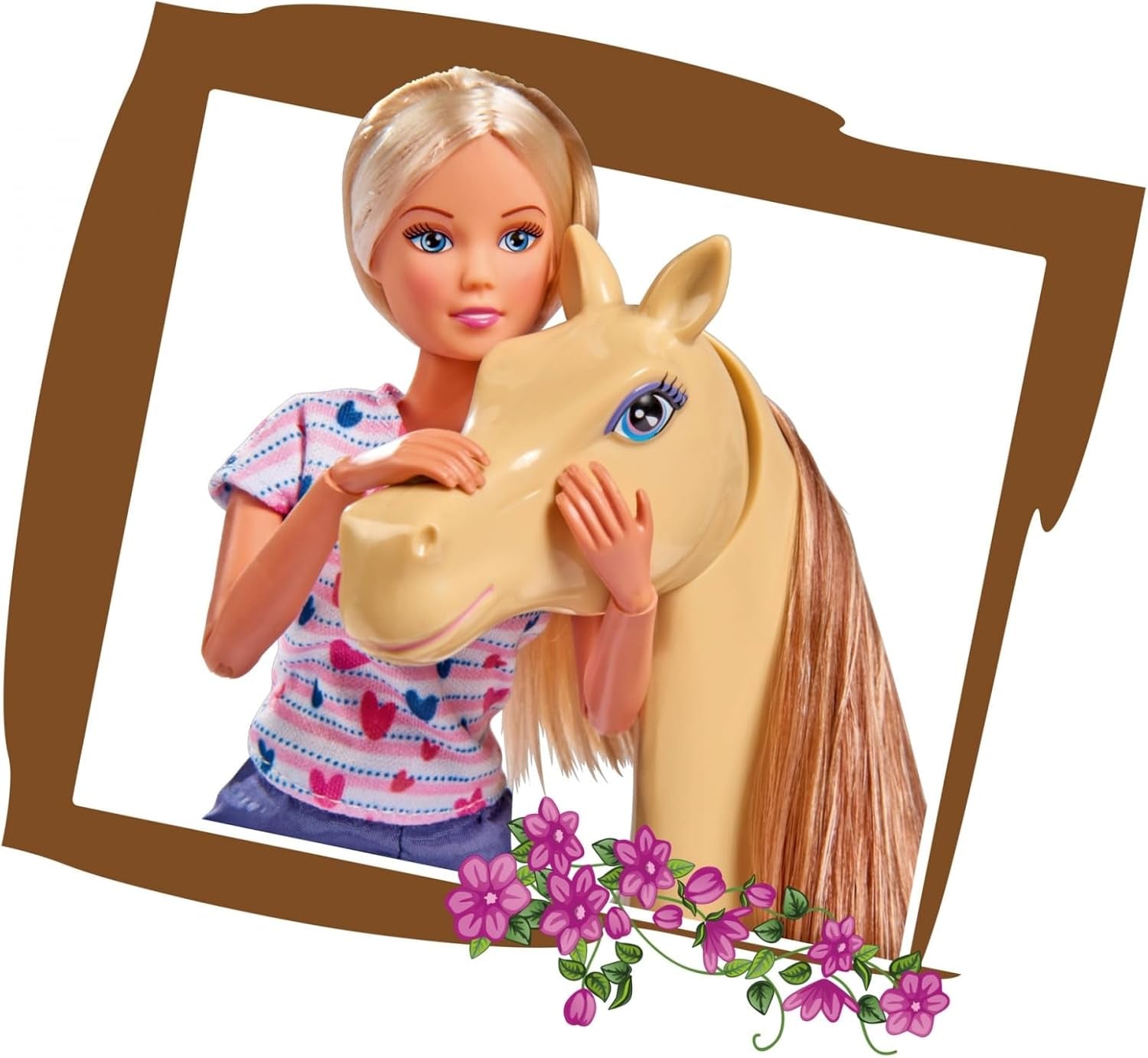 Simba 105730939 - Steffi Love Riding Tour, În costum de călărie, Cu 2 cai, Păpușă complet articulată, Păpușă dress-up, 29cm, Pentru copii de la 3 ani în sus Papusi Naty Shop