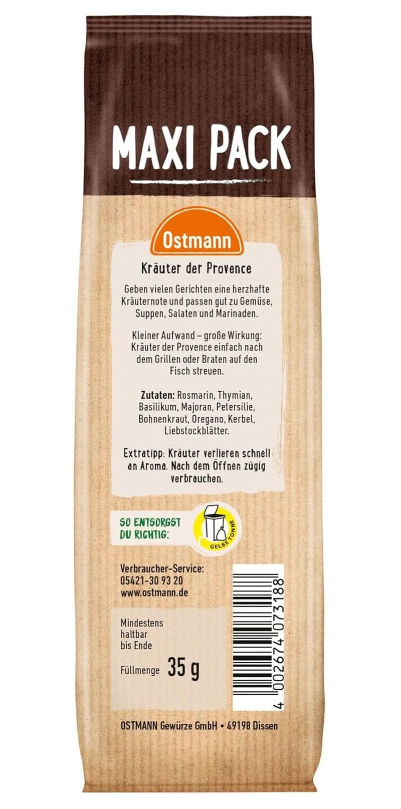 Ostmann, Amestec mediteranean de ierburi pentru tocănițe, pizza și paste, 35 grame Naty Shop