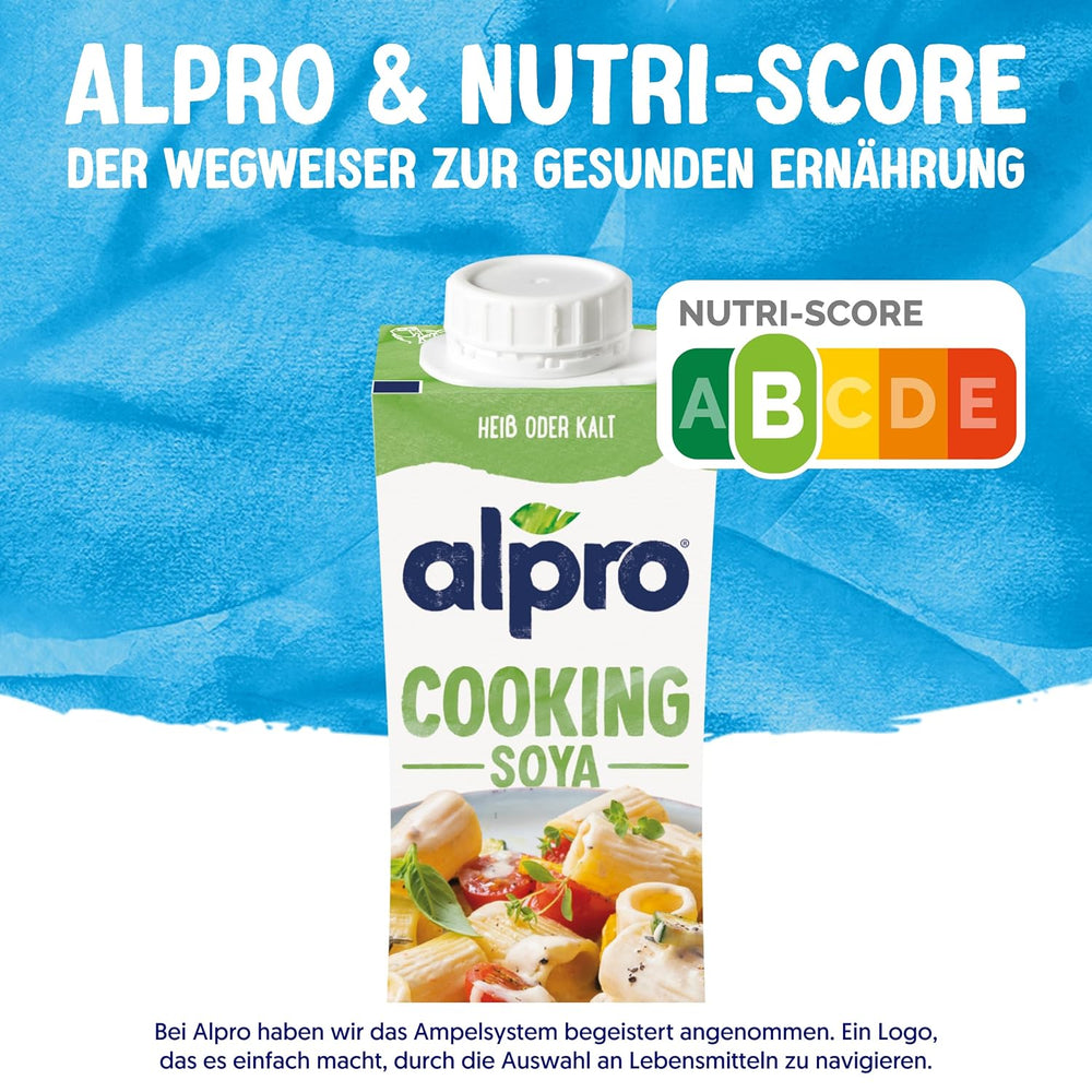 Alpro Cooking Soya – Crema vegana Kochcreme aus Soya dal gusto neutro per piatti caldi e freddi – 15 x 250 ml
