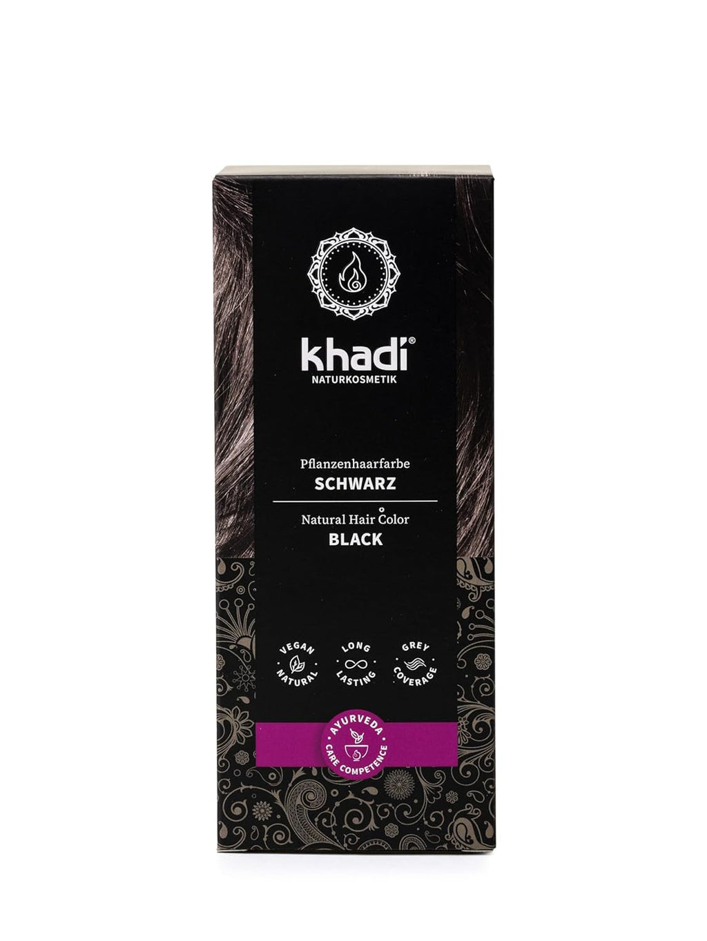 vopsea de păr din plante khadi BLACK - Colorează-ți părul într-un negru intens misterios, fără o nuanță albastră - 100% pe bază de plante, natural și vegan - 100g Vopsea pentru par Naty Shop Titlu implicit