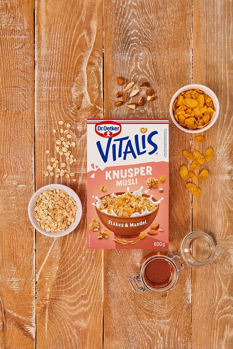 Dr. Oetker Vitalis Crunchy Flakes: muesli croccante con corn flakes e pezzetti di mandorle, confezione da 5 (5 x 600 g)