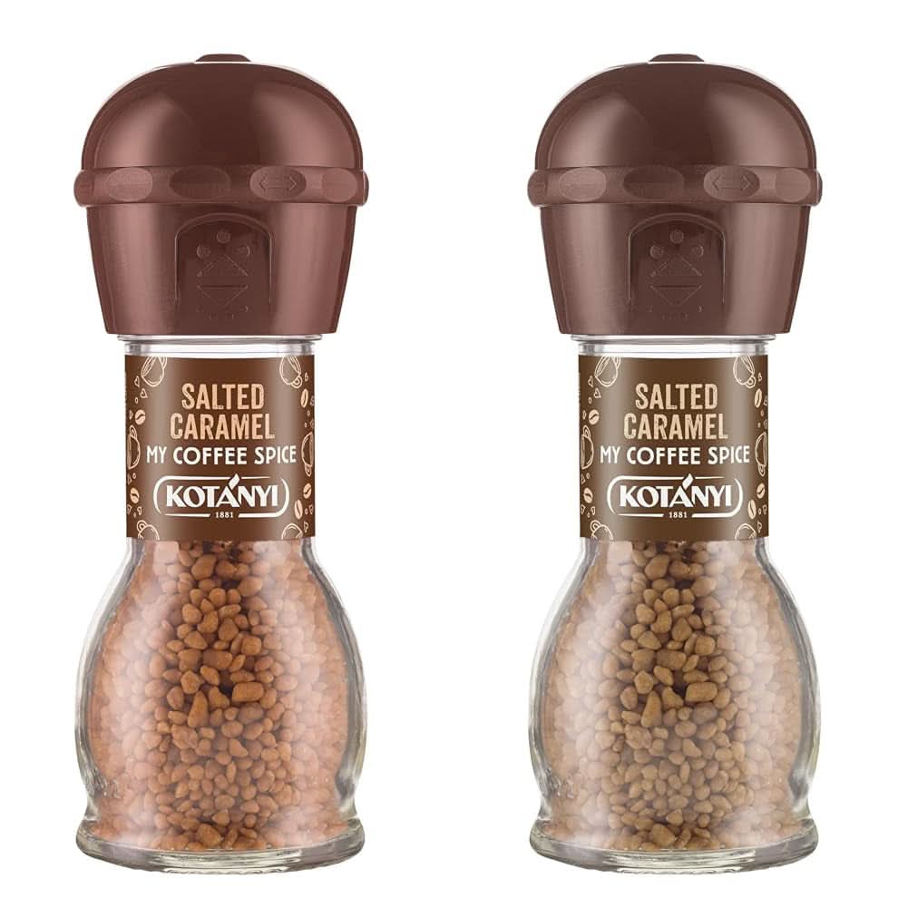 Topping per il caffè Kotanyi Cacao Kiss | Meraviglioso cioccolato con pezzetti di cioccolato pregiato Confezione da 4 (4 X 63 grammi) Caramello salato Naty Shop 2 x 65 grammi