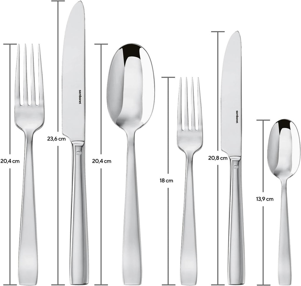 Sambonet 62512-83 Set de tacâmuri monobloc plat, 36 piese, oțel inoxidabil 18/10, se spală în mașina de spălat vase Bucatarie Naty Shop
