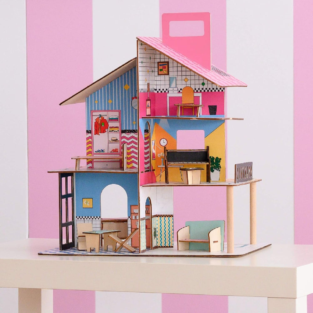 Casă de păpuși din lemn pentru copii Olivia's Little World 360, păpuși de 8,9 cm și 12 accesorii, multicoloră, TD-13260C