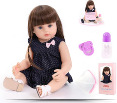 ZIYIUI 22 inch (55 cm) Păpușă Reborn Baby Fetiță Corp Complet Silicon Vinil Realistică Păpuși Reborn Reale Nou-născute Fetiță cu Păr Lung Cadouri pentru Copii Jucărie Realistică Manuală