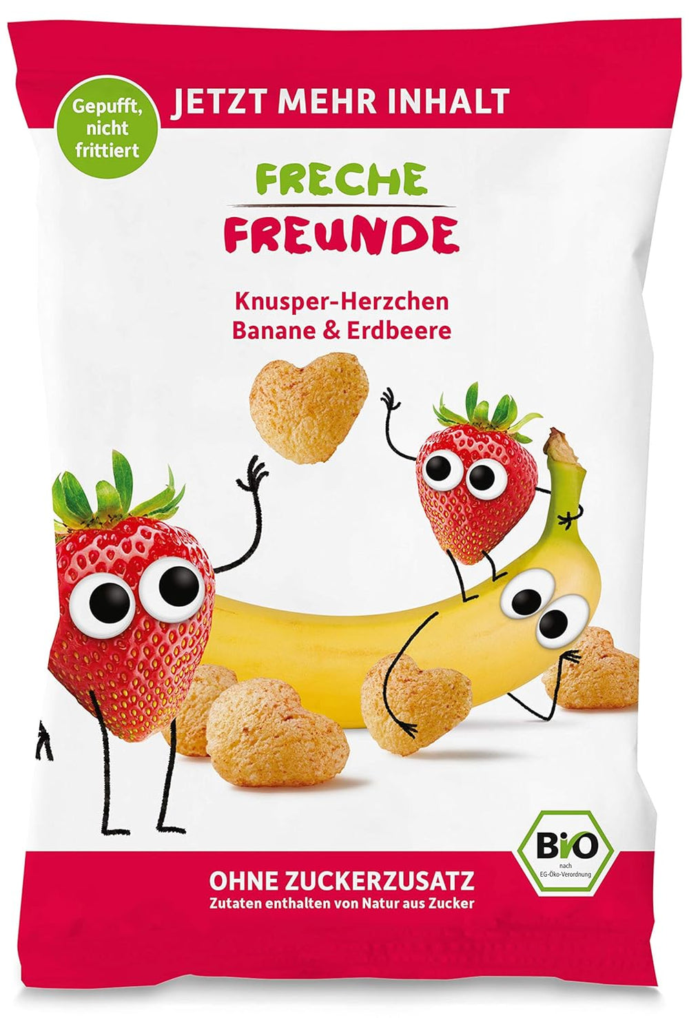 Patatine di frutta biologica al 100% fragole Patatine di fragole liofilizzate Confezione da 12 (12 x 12 g) e cuori croccanti Snack biologico per bambini e neonati alla banana e fragola (9 x 30 g) 270 g