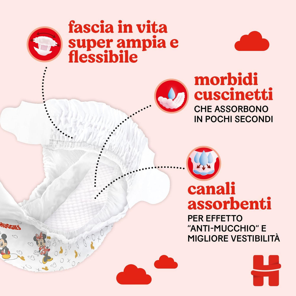 Pannolini Huggies Ultra Comfort/Little Movers, taglia 3 (4-9 kg), design Disney, assorbenti, protezione completa, 126 pezzi