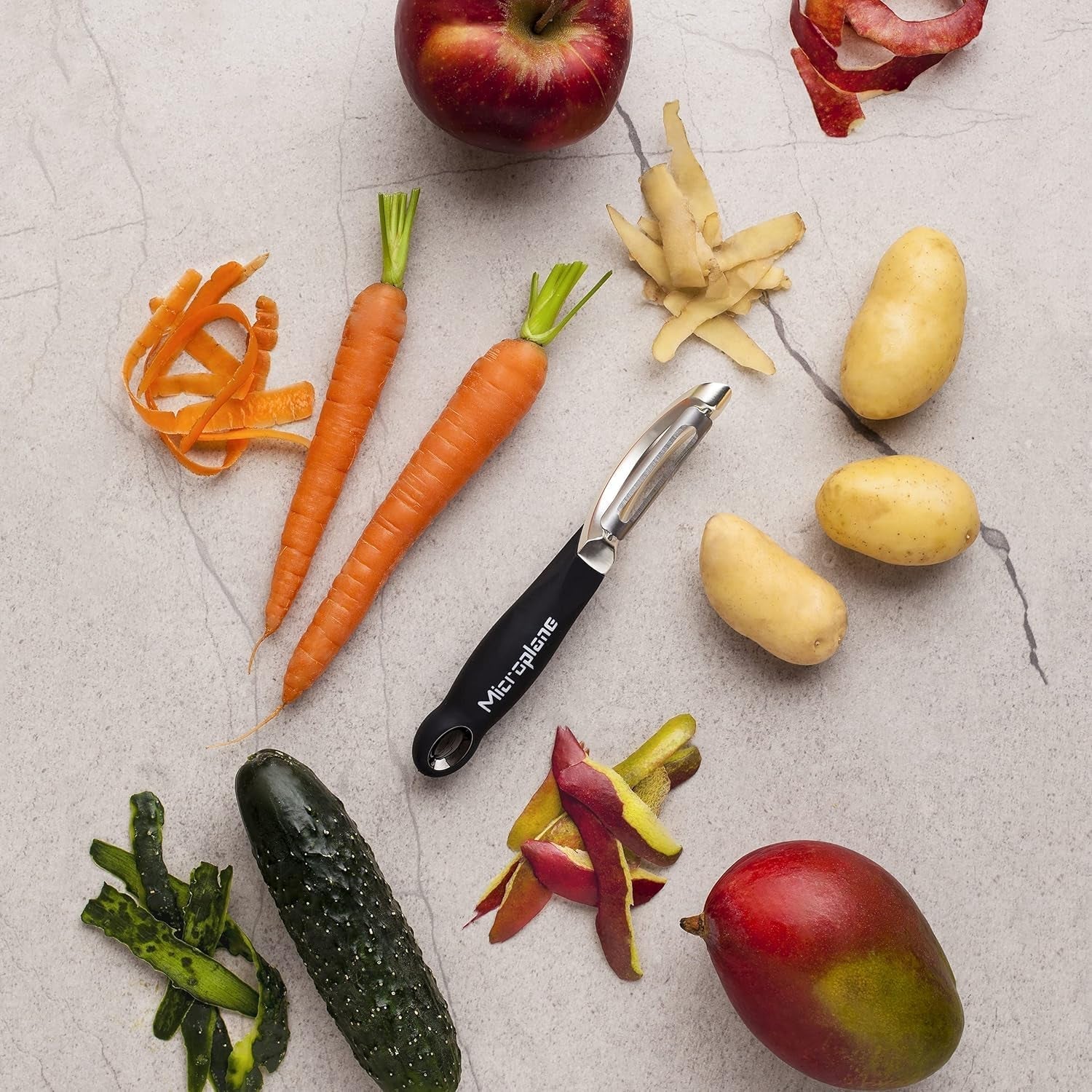 Naty Shop Pelapatate ambidestro professionale a doppia lama in acciaio inox Microplane