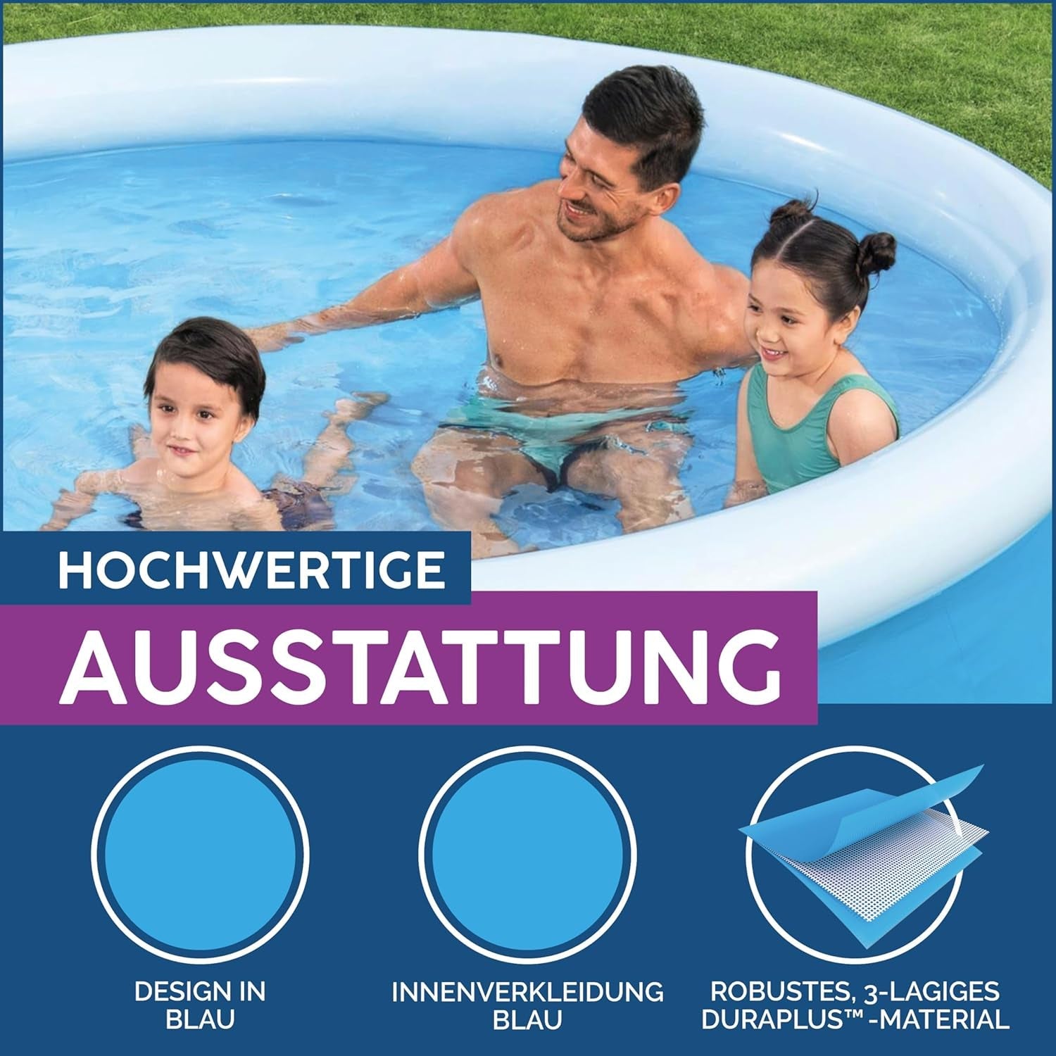 Piscină supraterană Bestway Fast Set fără pompă 305 x 66 cm, albastră, rotundă (57456)