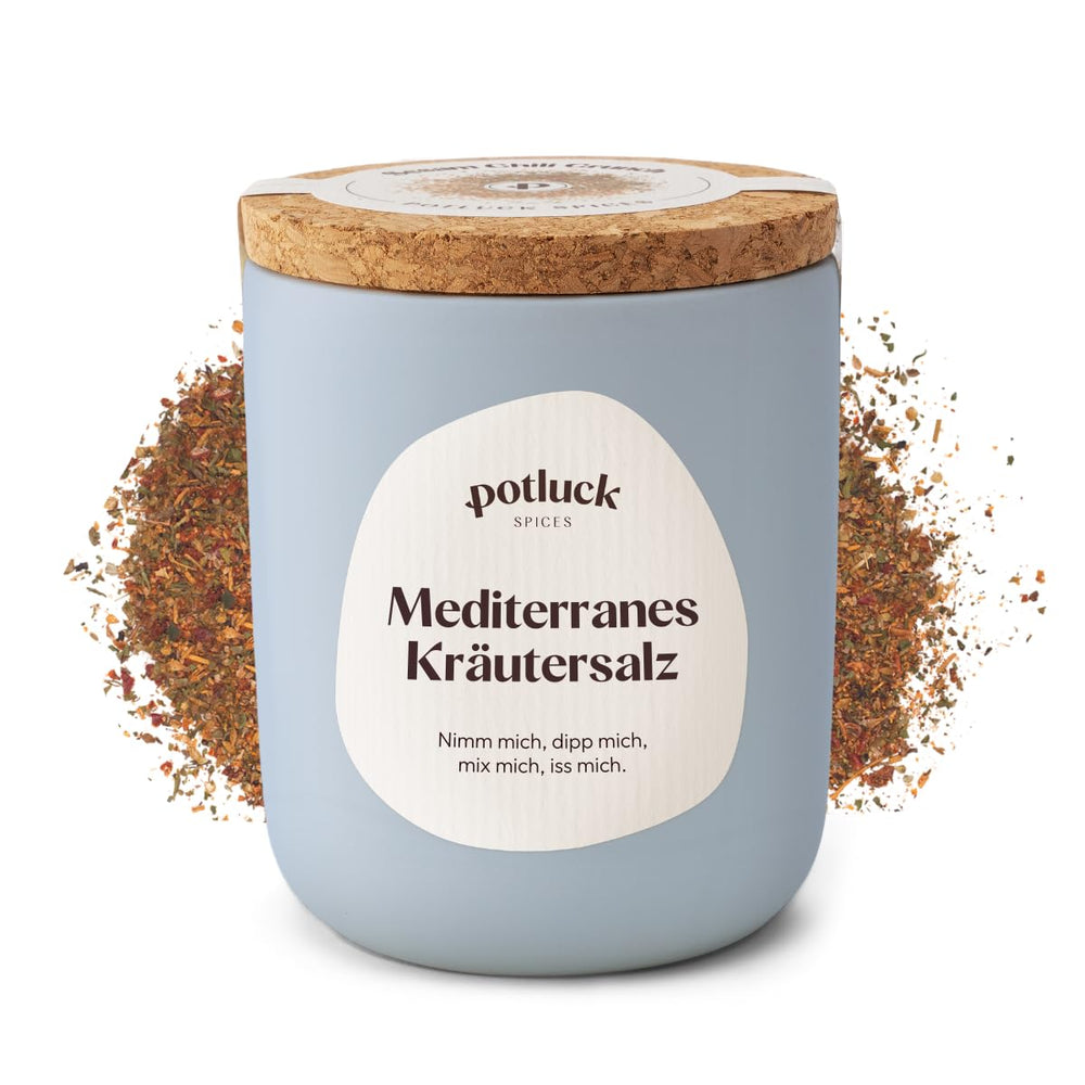 Potluck | Fleur de Sel handgeschöpft | Meersalz im Keramiktopf | 80g| Vegano, senza glutine e con ingredienti naturali