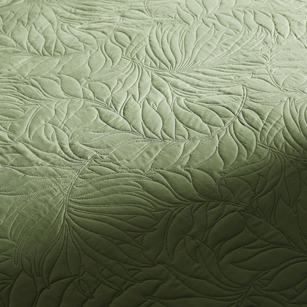ESSEX - Cuvertură de pat 200 X 220 cm, ideală pentru dormitor, cuvertură de pat moale și confortabilă, matlasare modernă - Botanică, verde Paturi si Cuverturi Besuche den ESSEX-Store