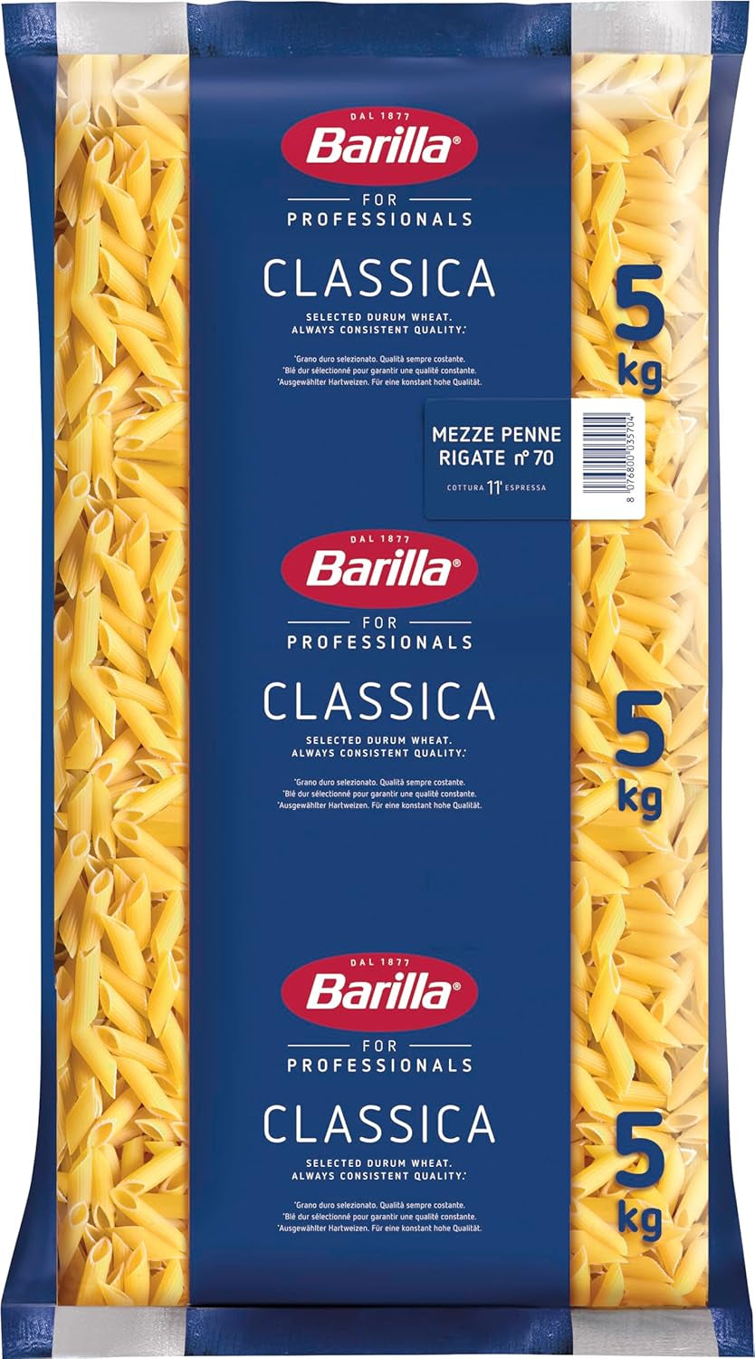 Penne Rigate Barilla pasta di grano duro n. 73 – Confezione da 1 (1x5kg)