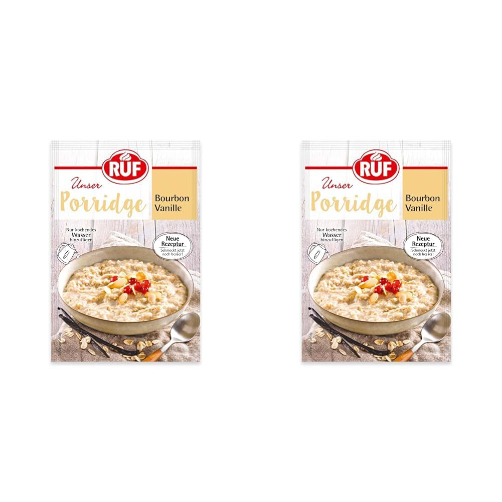 Farina d'avena istantanea RUF con fragole e vaniglia, un pasto estivo con avena pronto in 3 minuti, 1 busta x 65g