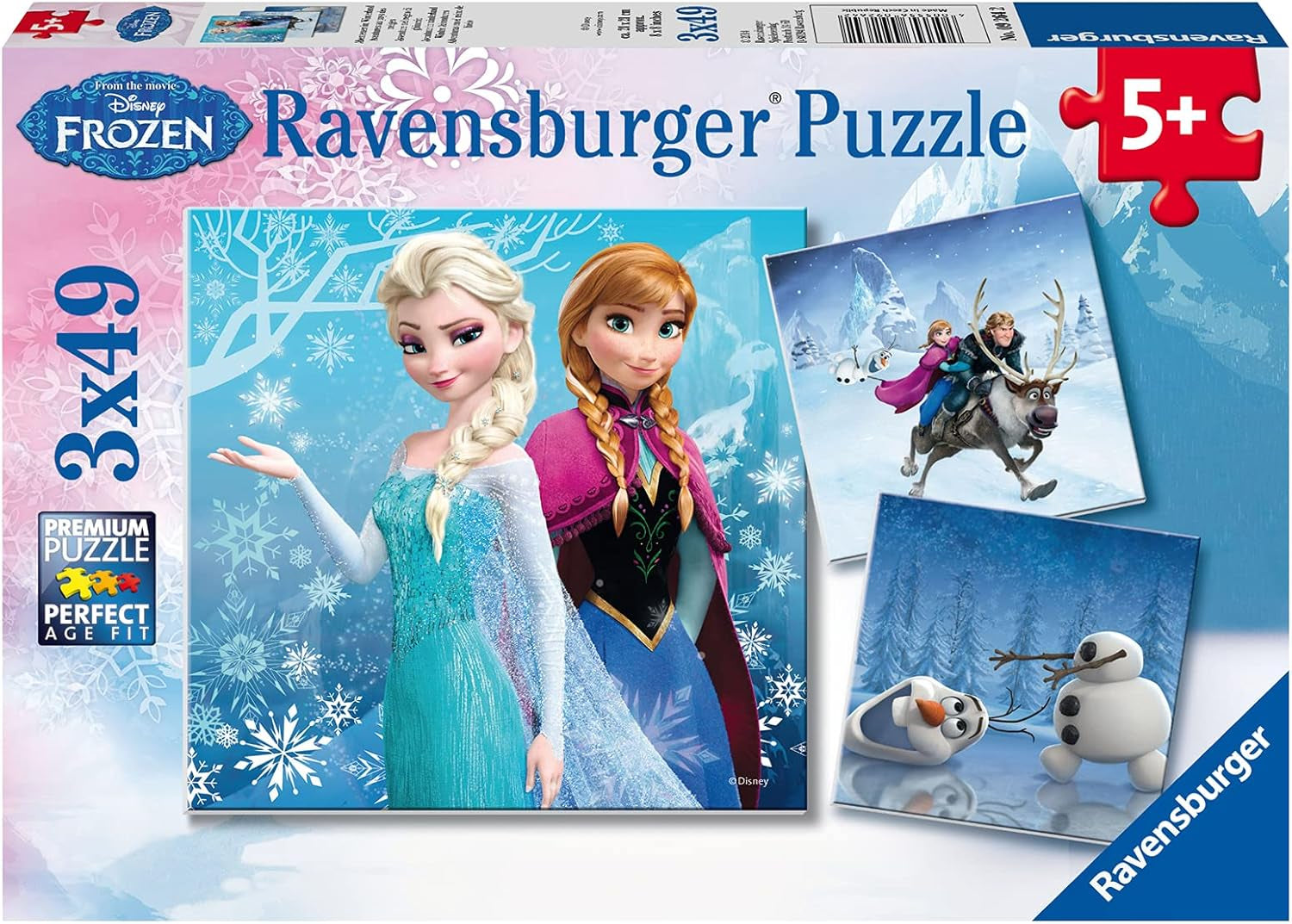 Ravensburger Children's Puzzle - 09264 Adventures in Winterland - puzzle jigsaw pentru copii cu vârsta peste 5 ani, puzzle jigsaw Disney Frozen cu 3X49 piese Puzzle Naty Shop Titlu implicit