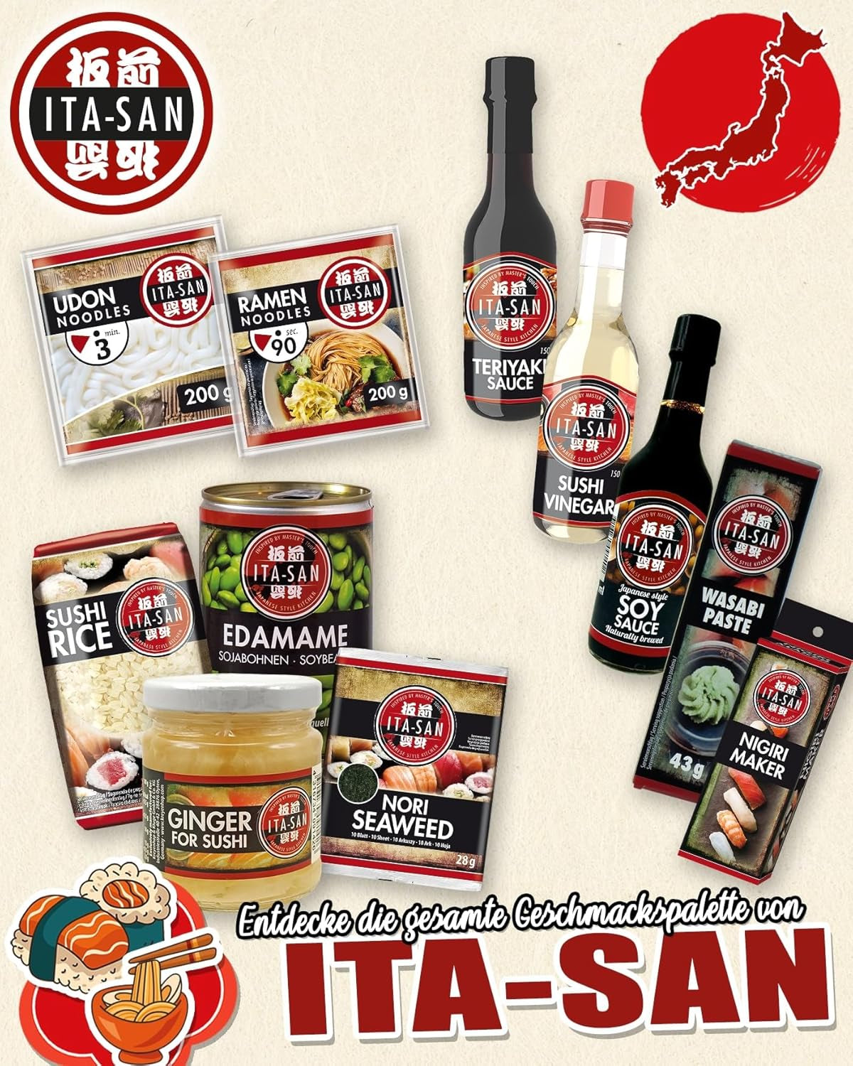 ITA-SAN Riso Sushi, Grana Tonda, Alta Qualità, Varietà Pura al 100%, Preparazione Facile e Veloce, Vegano, Halal, Senza Glutine (1 x 500g)