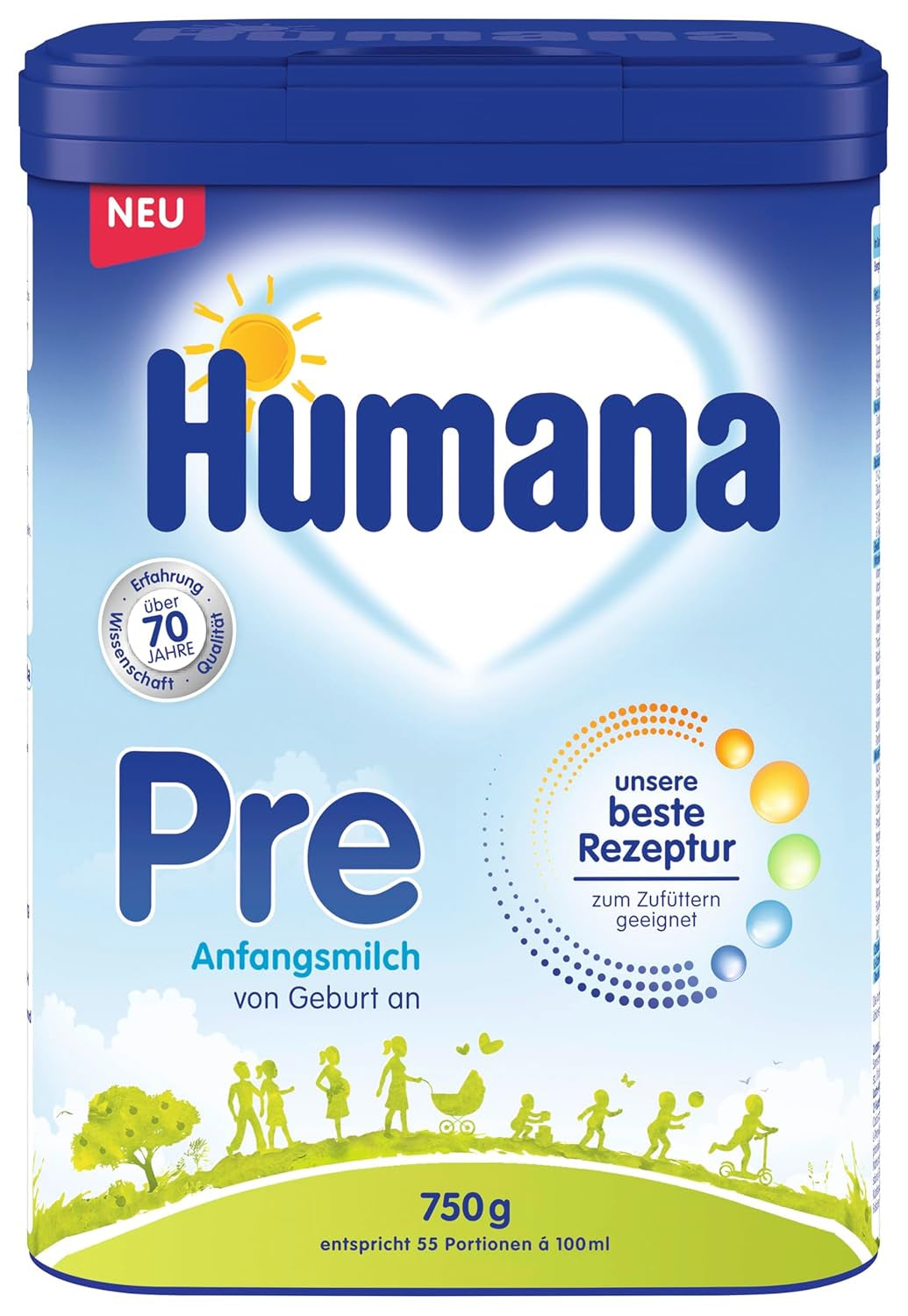 Formula Humana Pre Infant 750g - Confezione - Latte per neonati dalla nascita - Formula per neonati come sostituto o integratore del latte materno - Alimenti per neonati