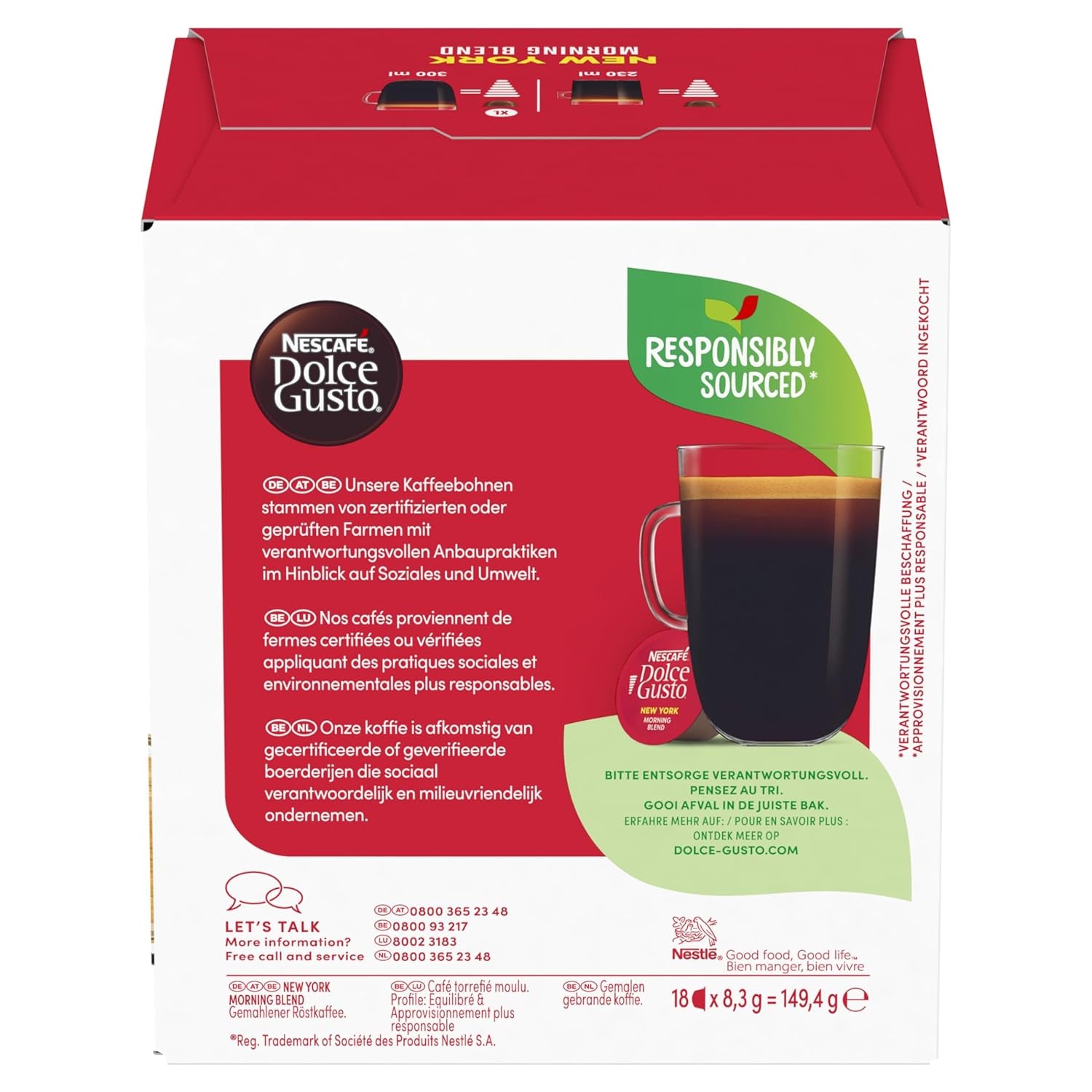 NESCAFÉ DOLCE GUSTO American Café Inspiration New York Morning Blend Kaffeekapseln 3er Pack (3 x 18 Kapseln)
