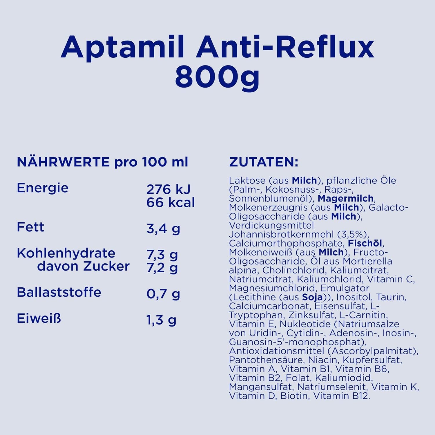 Aptamil Anti-Reflusso - Formula completa dalla nascita Gestione alimentare Vomito e rigurgito Alimenti per bambini Latte in polvere 1 x 800 g