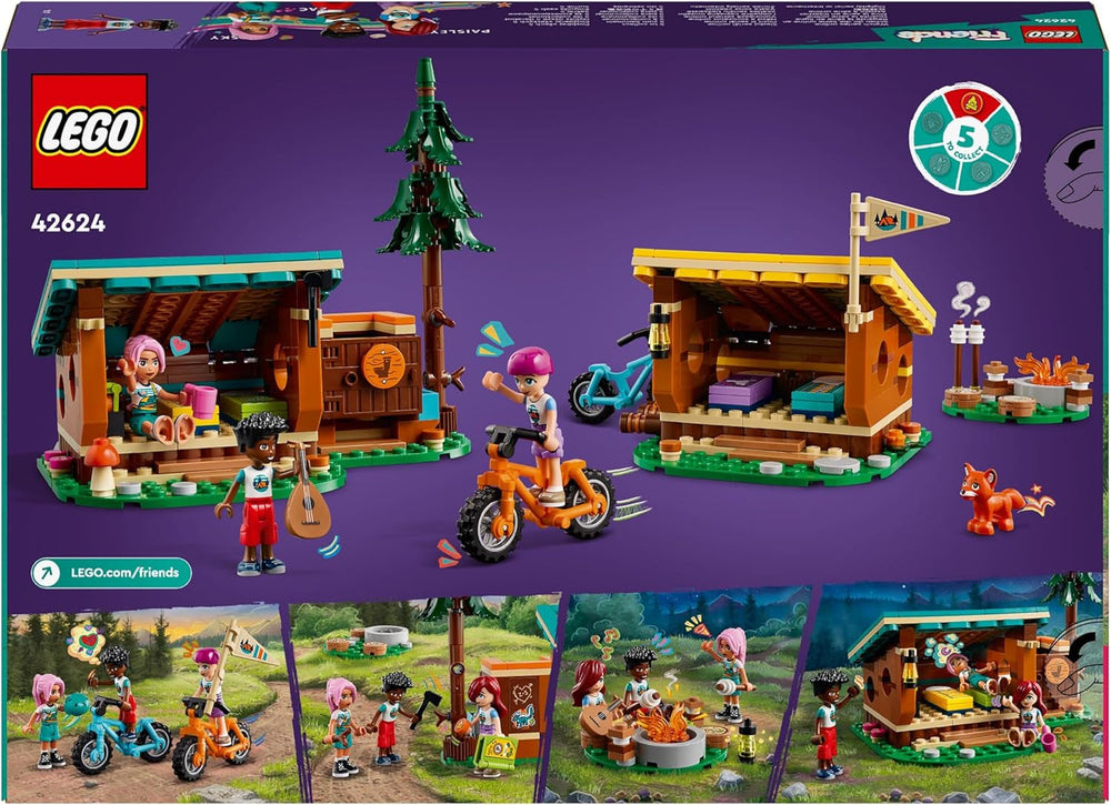 LEGO Friends Capanne accoglienti al campo avventure, set da gioco per giochi di ruolo all'aperto, giocattolo per bambini per ragazze e ragazzi a partire da 7 anni con 3 personaggi e volpe, giocattolo da campeggio 42624 Set da costruzione Besuche den LEGO-Store