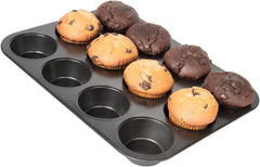 Wenco Muffinform 12Er Antihaft Backblech, Spülmaschinengeeignet, Karbonstahl – Muffinblech Für 12 Muffin – Hitzebeständig Bis 220°C, Schwarz Stampi e teglie Naty Shop