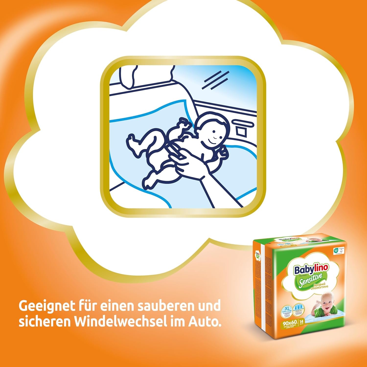 Salviette umidificate Sensitive, 90 x 60 cm, extra assorbenti, 14 pezzi